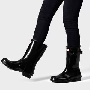 New Hunter Black Gloss Short Boots